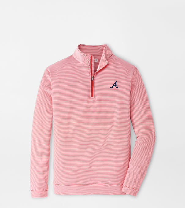 Atlanta Braves Perth Sugar Stripe Performance Quarter-Zip in Red3/White