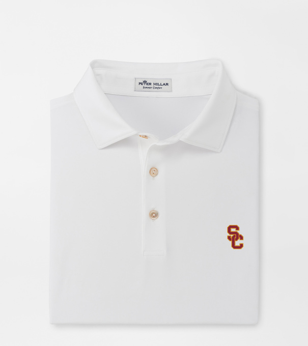 Southern California Solid Performance Jersey Polo in White