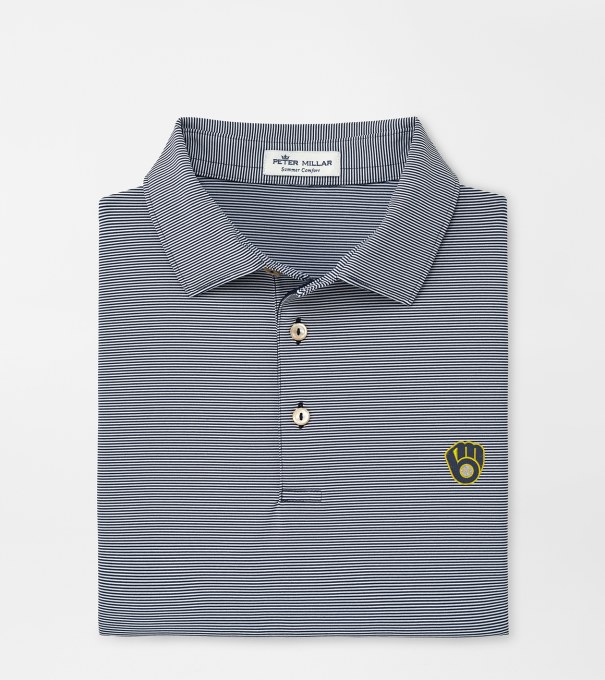 Milwaukee Brewers Jubilee Stripe Performance Polo in Navy