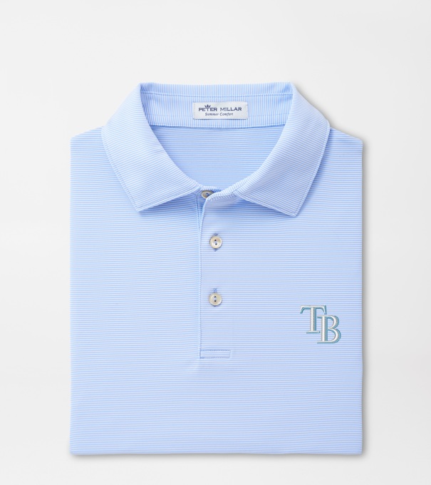 Tampa Bay Rays Jubilee Stripe Performance Polo in Cottage Blue