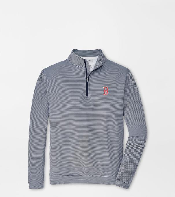 Boston Red Sox Perth Sugar Stripe Performance Quarter-Zip in Navy/White