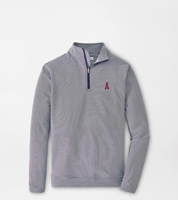 Los Angeles Angels Perth Sugar Stripe Performance Quarter-Zip in Navy/White
