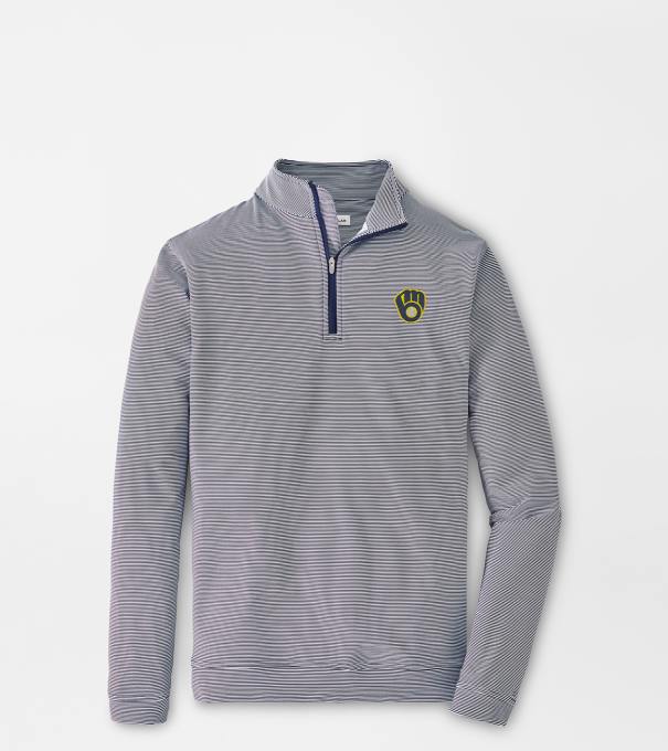 Milwaukee Brewers Perth Sugar Stripe Performance Quarter-Zip in Navy/White