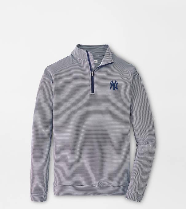 New York Yankees Perth Sugar Stripe Performance Quarter-Zip in Navy/White