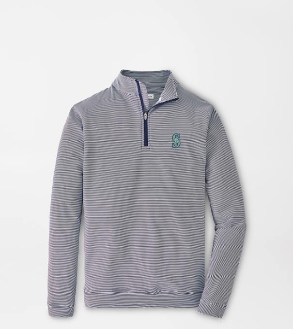 Seattle Mariners Perth Sugar Stripe Performance Quarter-Zip in Navy/White