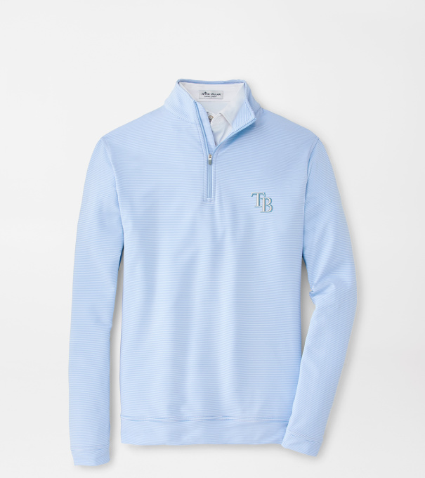 Tampa Bay Rays Perth Sugar Stripe Performance Quarter-Zip in Cottage Blue/White