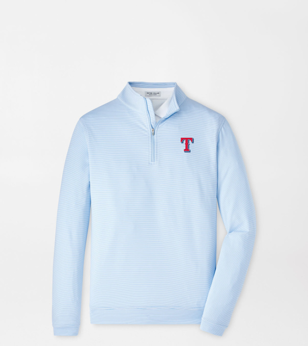 Texas Rangers Perth Sugar Stripe Performance Quarter-Zip in Cottage Blue/White