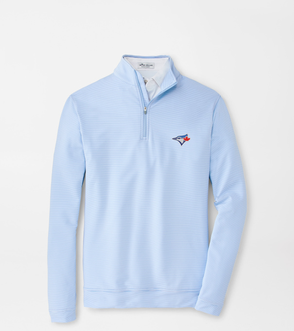 Toronto Blue Jays Perth Sugar Stripe Performance Quarter-Zip in Cottage Blue/White