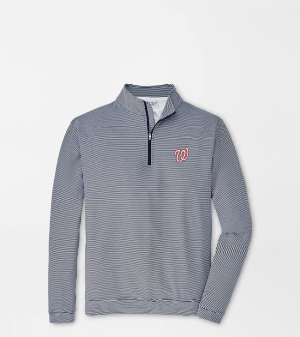 Washington Nationals Perth Sugar Stripe Performance Quarter-Zip in Navy/White