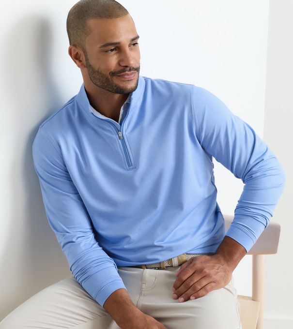 Perth M&eacute;lange Performance Quarter-Zip in BLUEBIRD