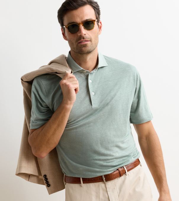 Astino Linen Polo in Willow