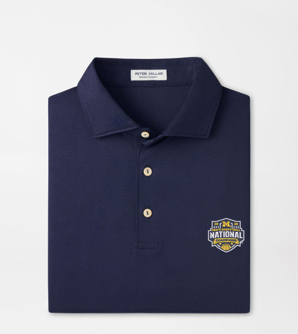Michigan National Champion Hugo Performance Jersey Polo in Navy