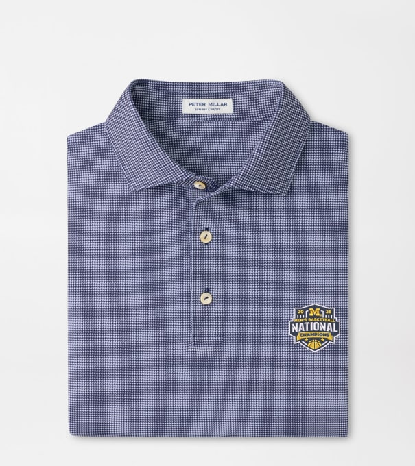 Michigan National Champion Border Performance Jersey Polo in Navy