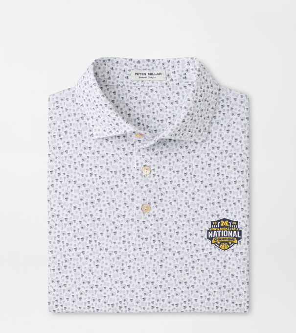 Michigan National Champion Buzzer Beater Performance Jersey Polo in White