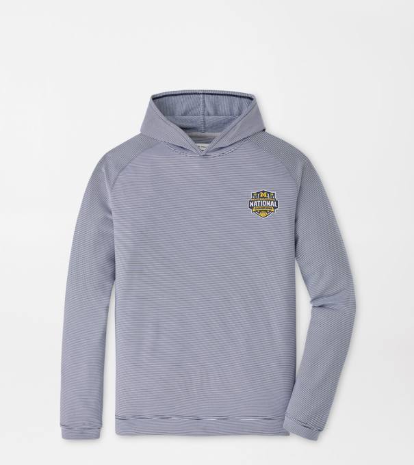 Michigan National Champion Pine Sugar Stripe Performance Hoodie in Navy