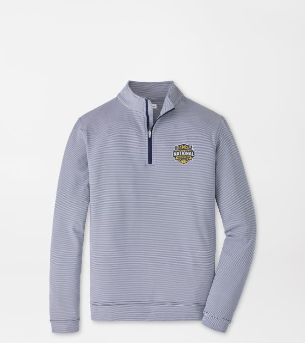 Michigan National Champion Perth Sugar Stripe Performance Quarter-Zip in Navy/White
