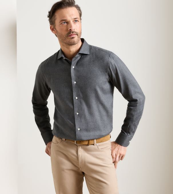 Brixen Italian Flannel Sport Shirt in IRIDIUM
