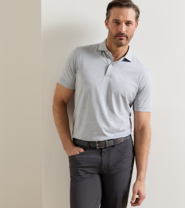 Treble Performance Jersey Polo in Gale Grey