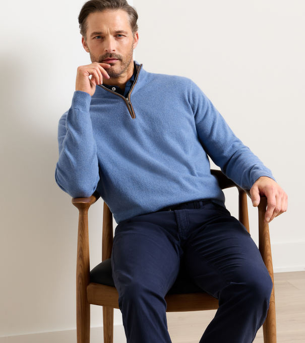 Artisan Crafted Cashmere Flex Quarter-Zip in BLUE PEARL