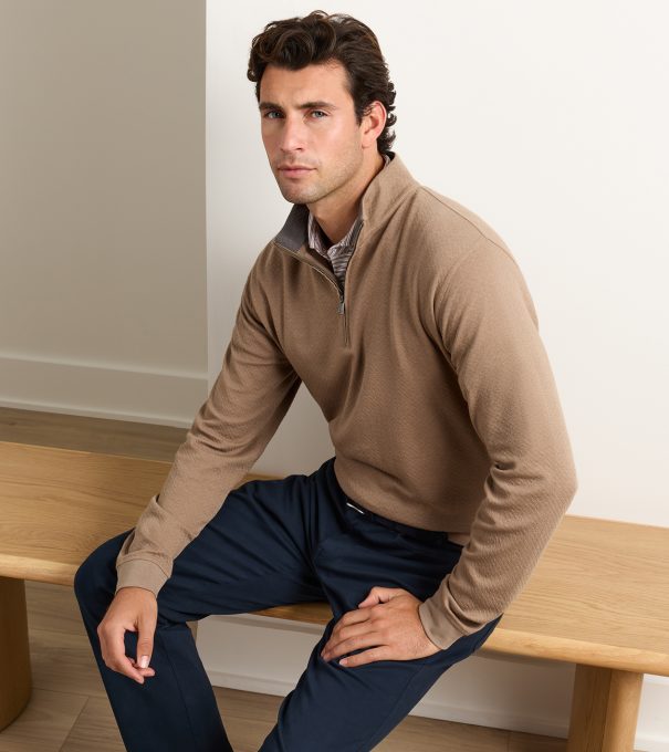 Ridgeline Knit Quarter Zip in SAWGRASS