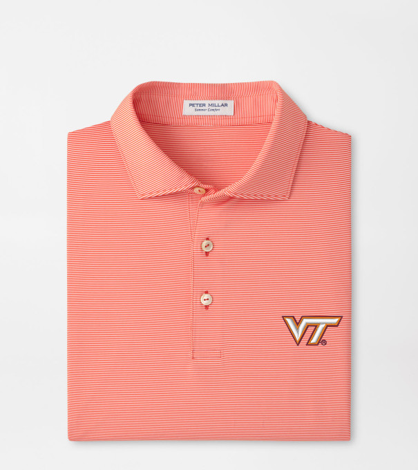 Virginia Tech Jubilee Stripe Performance Polo in Orange6