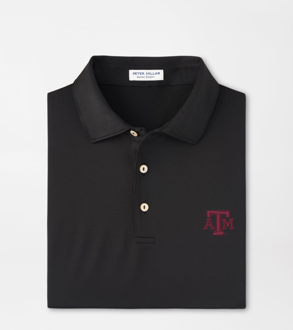Texas A&M Solid Performance Jersey Polo in Black