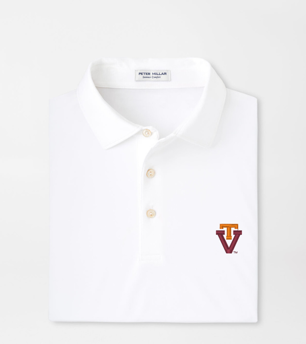 Virginia Tech Vault Solid Performance Jersey Polo in White