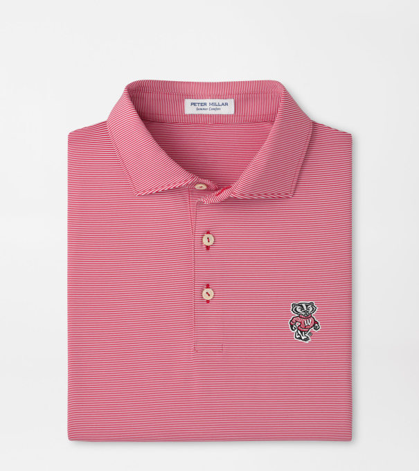 Wisconsin Jubilee Stripe Performance Polo in Red3