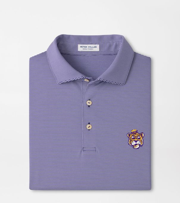 LSU Vault Jubilee Stripe Performance Polo in Purple2/White