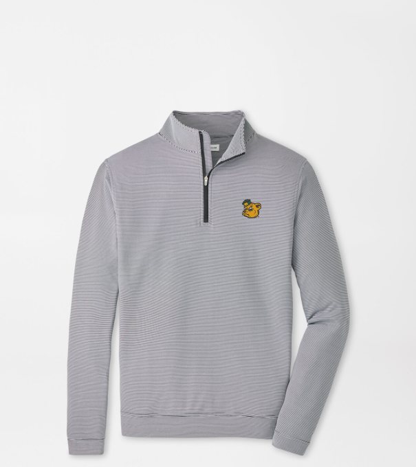 Baylor Vault Perth Mini-Stripe Performance Pullover in Black/White