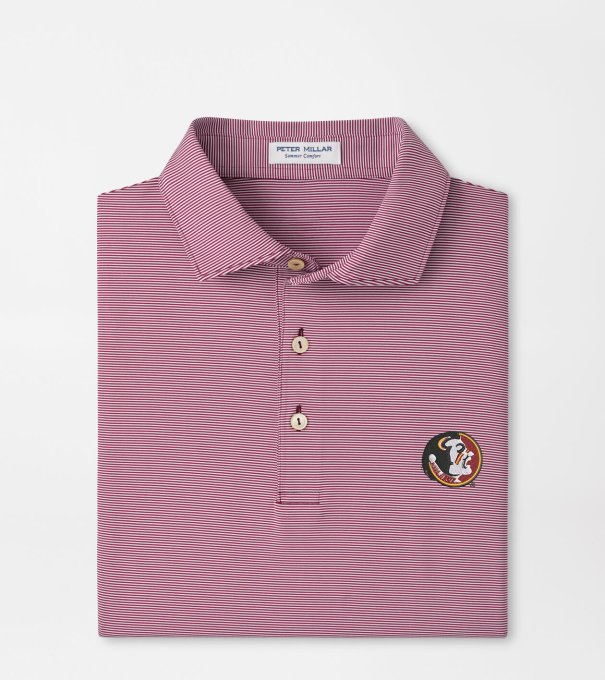 Florida State Vault Jubilee Stripe Performance Polo in Maroon2