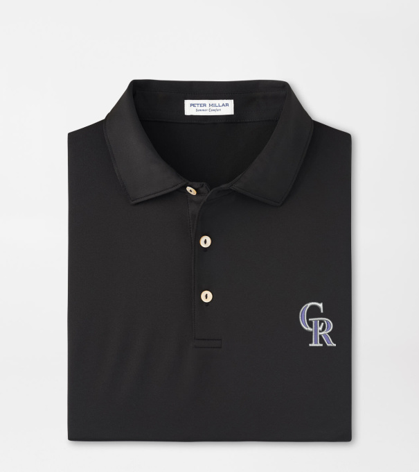 Colorado Rockies Solid Performance Jersey Polo in Black