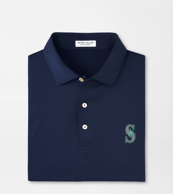 Seattle Mariners Solid Performance Jersey Polo in Navy