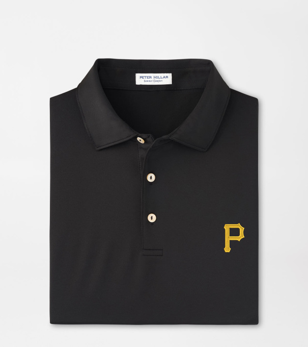 Pittsburgh Pirates Solid Performance Jersey Polo in Black