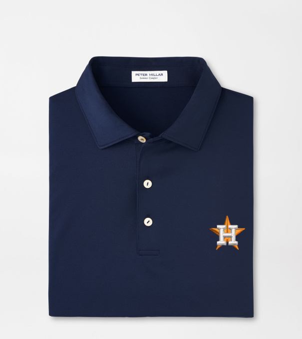 Houston Astros Solid Performance Jersey Polo in Navy