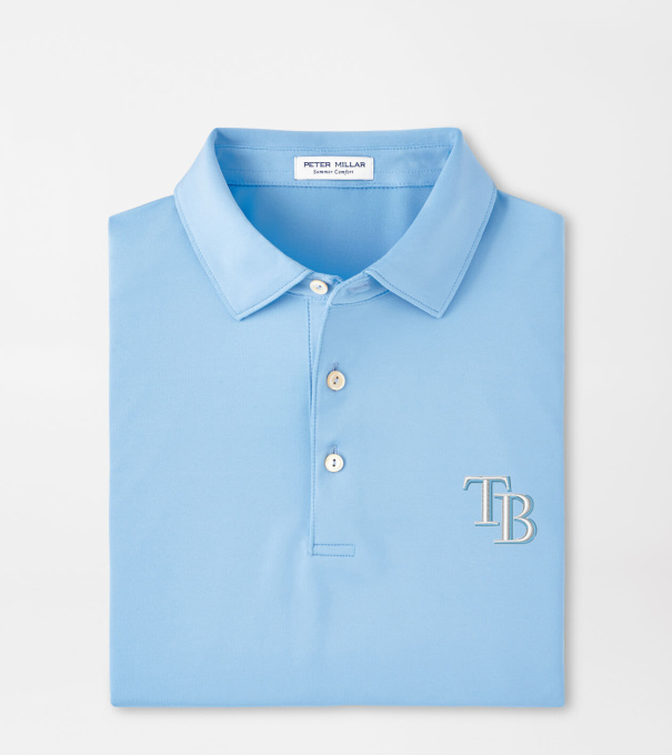 Tampa Bay Rays Solid Performance Jersey Polo in Cottage Blue