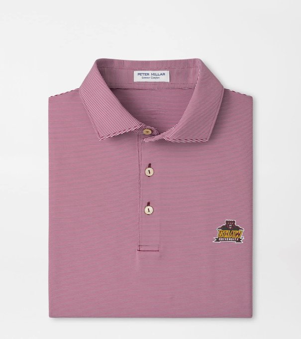 Shaw University Jubilee Stripe Performance Polo in Maroon2