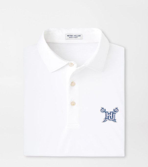 Hampton University Solid Performance Jersey Polo in White