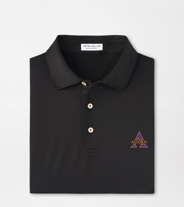 Alcorn State Solid Performance Jersey Polo in Black