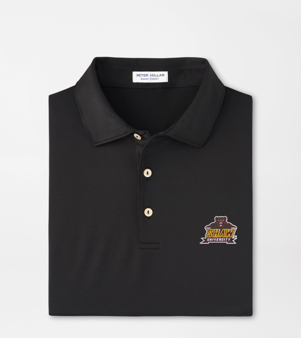 Shaw University Solid Performance Jersey Polo in Black