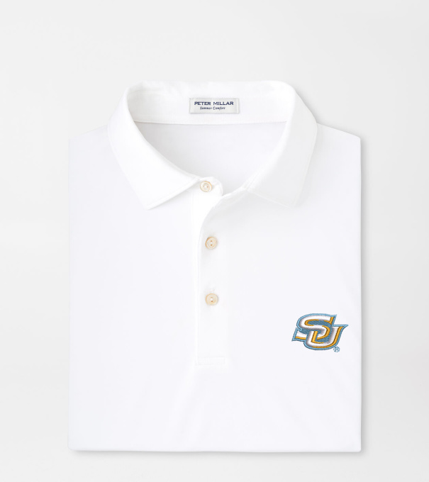 Southern University Solid Performance Jersey Polo in White