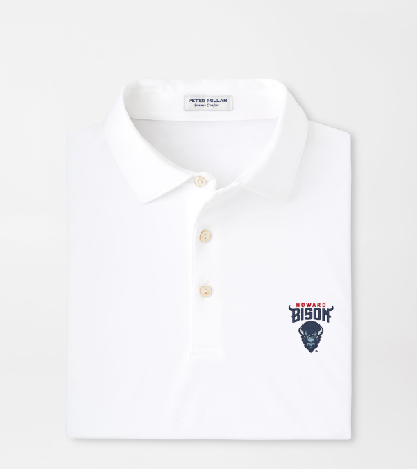 Howard University Solid Performance Jersey Polo in White
