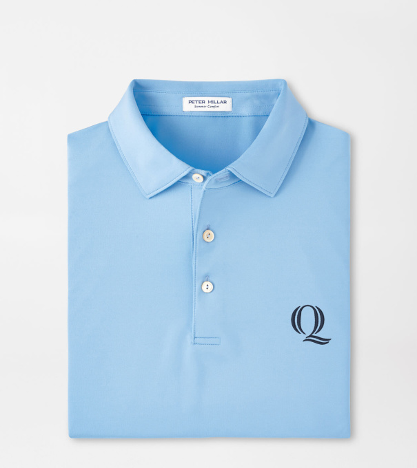 Quinnipiac Solid Performance Jersey Polo in Cottage Blue