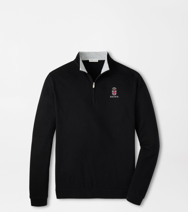 Brown University Crown Comfort Quarter-Zip Pullover in Black