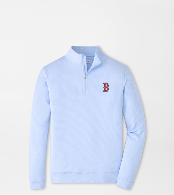 Boston Red Sox Perth Sugar Stripe Performance Quarter-Zip in Cottage Blue/White