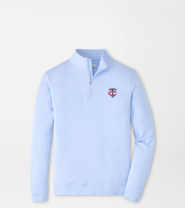 Minnesota Twins Perth Sugar Stripe Performance Quarter-Zip in Cottage Blue/White