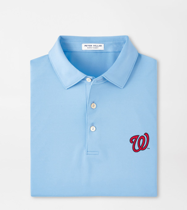 Washington Nationals Solid Performance Jersey Polo in Cottage Blue