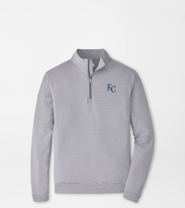 Kansas City Royals Perth Sugar Stripe Performance Quarter-Zip in Iron/White