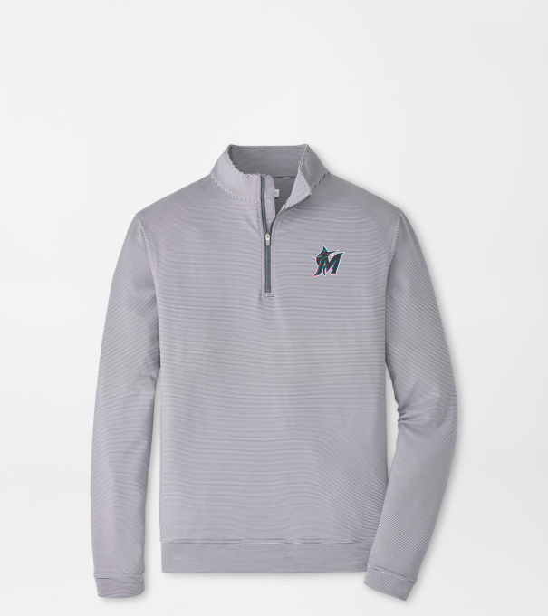 Miami Marlins Perth Sugar Stripe Performance Quarter-Zip in Iron/White