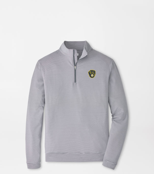 Milwaukee Brewers Perth Sugar Stripe Performance Quarter-Zip in Iron/White